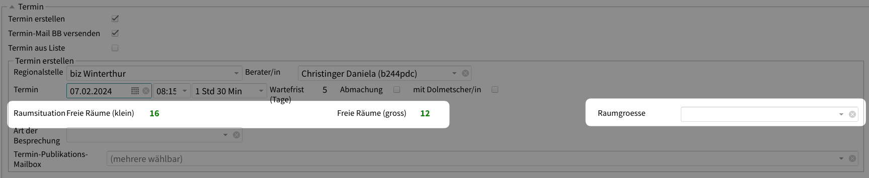 Terminbuchung neuer Termin