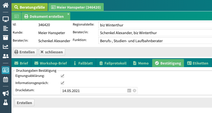Bestätigung am Fall