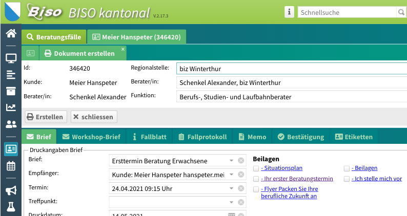 Einladungsbriefe am Fall