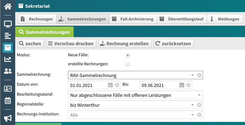 Sammelrechnungs-Suche