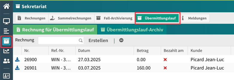 vorgemerkte Rechnungs-Ansicht